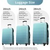 BEAFUP Set of 3  Hardshell Luggage Gradient Expandable Suitcase with Spinner Wheels and TSA Lock Lightweight 20" 24" 28", Gradient Blue - 3 of 4