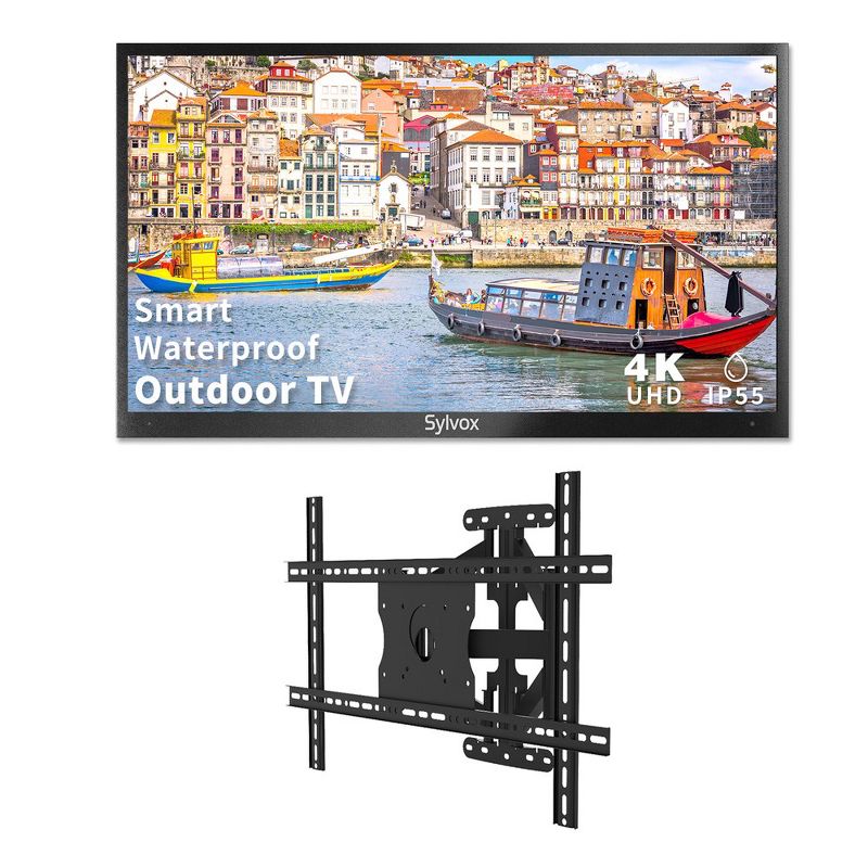 SYLVOX 55" Outdoor TV/TV Mount Bundle, 1000Nits 4K UHD Partial Sun Outdoor TV, IP55 Waterproof Smart TV Support Bluetooth & Wifi(Deck Series), 1 of 10