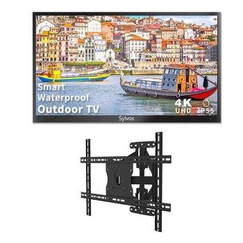 SYLVOX 55" Outdoor TV/TV Mount Bundle, 1000Nits 4K UHD Partial Sun Outdoor TV, IP55 Waterproof Smart TV Support Bluetooth & Wifi(Deck Series)