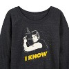 Women's - Star Wars - Valentine Han Solo I Know Lightweight French Terry Wide Neck Long Sleeve Shirt - 2 of 4