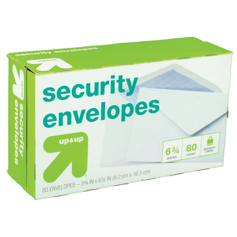 80ct Security Envelopes White - up &#38; up&#8482;, 1 of 2