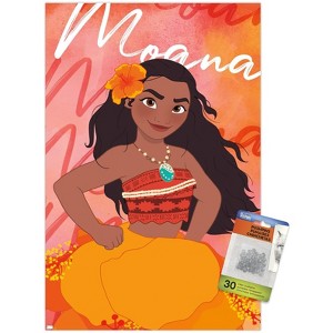 Trends International Disney Princess: Flower Senses - Moana Unframed Wall Poster Print Clear Push Pins Bundle 14.725" x 22.375" - 1 of 4