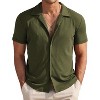 COOFANDY Mens Knit Button Down Short Sleeve Button Up Shirt Summer Casual Beach Tops - 2 of 4