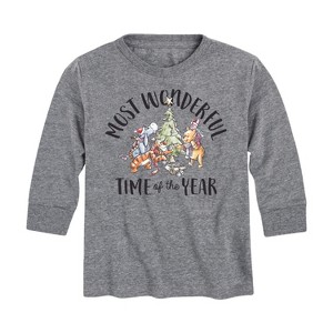 Boys' - Winnie the Pooh - Christmas Most Wonderful Time of the Year Long Sleeve Graphic T-Shirt - 1 of 4