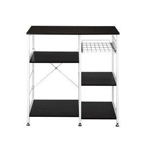90X40X84cm Floor-Standing 4-Layer Microwave Oven Rack with Pull-Out Basket+X Cross Piece - 1 of 4