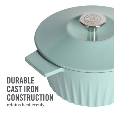 Blue Enameled Cast Iron 5-Quart Ribbed Dutch Oven