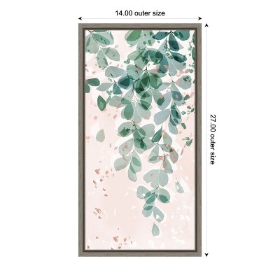 Green and Pink Abstract Leaf Canvas Wall Art