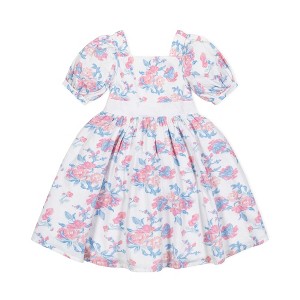 Hope & Henry Heirloom Girls'  Short Sleeve Puff Sleeve Party Dress, Toddler - 1 of 4
