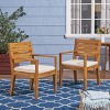 GDFStudio Agnew Outdoor Acacia Wood Dining Chairs with Cushion (Set of 2), Sandblasted Natural/Beige - 2 of 4