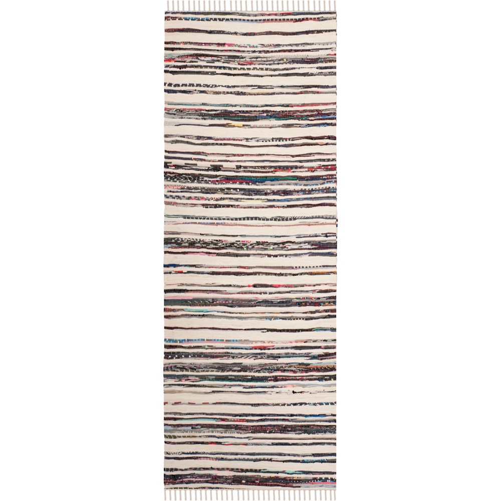  Runner Striped Woven Rug Ivory/Charcoal