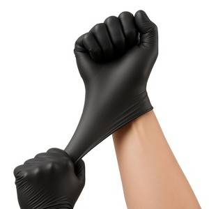 Angel Sar Black Nitrile Disposable Gloves, 4.5 Mil Latex-Free Powder-Free, 100 Count Size L, Textured Fingertips, Food Safe, Multi-Use - 1 of 4