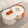 Elegant Round Nesting Coffee Table Set, Modern End Tables with Extendable Sliding Tabletop for Living Room, Office - ModernLuxe - 3 of 4