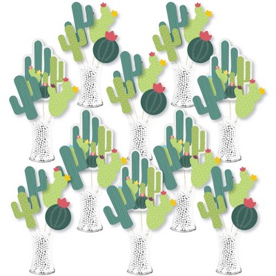 Big Dot of Happiness Prickly Cactus Party - Fiesta Party Centerpiece Sticks - Showstopper Table Toppers - 35 Pieces