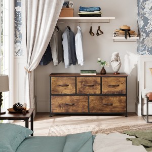 Fabric Dresser for Bedroom, Wide 5-Drawer Chest of Drawers with Storage Organizer Unit - 1 of 4