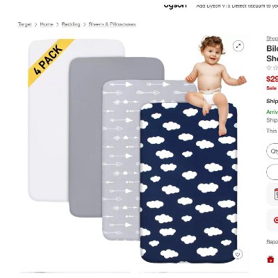 Biloban- 4 Pack Baby Crib Sheets, Crib Sheets Baby, Crib Sheets Baby Boy, Ultra Soft Microfiber 52'' x 28''