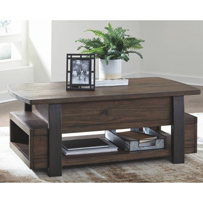 Modern Vailbry 48" Black/Brown Lift-Top Rectangular Cocktail Table