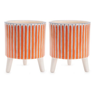 Melrose Footed Stripe Planter (Set of 2)