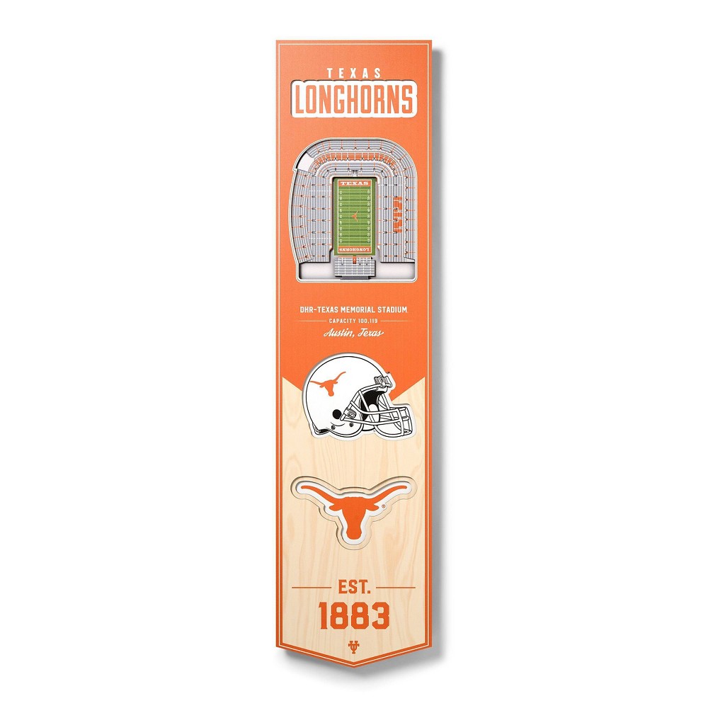 Photos - Coffee Table 8" X 32" NCAA Texas Longhorns 3D StadiumView Banner