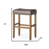 HomeRoots Set of Two 31" Gray and Natural Faux Leather and Solid Wood Backless Bar Height Bar Chairs - 3 of 4