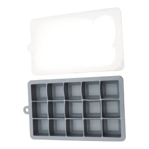 Unique Bargains 15-Cavity Small Square Ice Tray with Lid Hand Wash Only Silicone 7.87"x4.72"x1.30" 1 Pc - 1 of 3