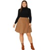 Agnes Orinda Women's Plus Size Tie Waist Button Front Pockets A-Line Midi Denim Skirts - 3 of 4