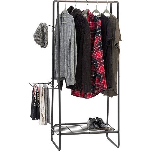 URTR Black Clothing Garment Rack with Shelves, Metal Cloth Hanger