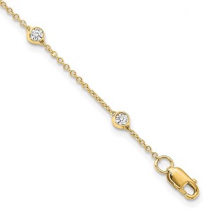 Black Bow Jewelry 14k Yellow Gold 1/2 Ct Lab Grown Diamond (E-F, VS1) Station Anklet - 9in - 1 of 4