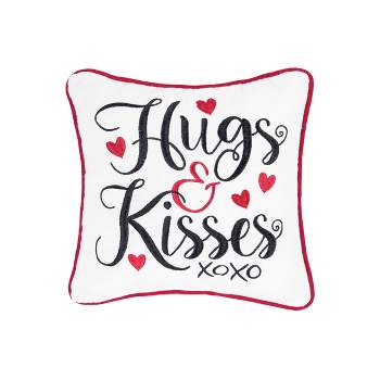 C&F Home 10" x 10" Hugs & Kisses Embroidered Valentine's Day  Petite  Size Accent Throw  Pillow
