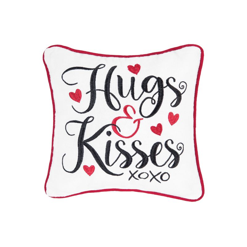 C&F Home 10" x 10" Hugs & Kisses Embroidered Valentine's Day  Petite  Size Accent Throw  Pillow, 1 of 6
