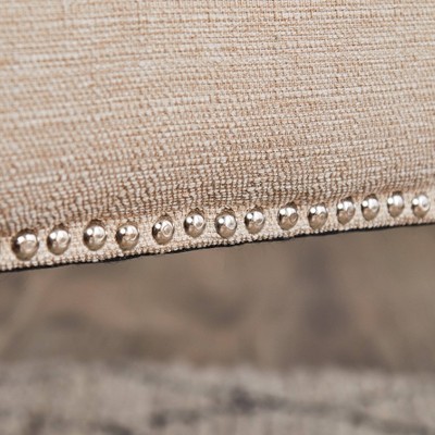 Stoneware Beige Twill Fabric Swivel Office Chair with Fixed Arms