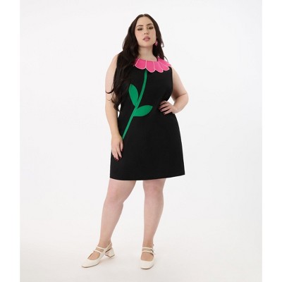 Smak Parlour Women's Plus Petal Collar Cotton Shift Dress