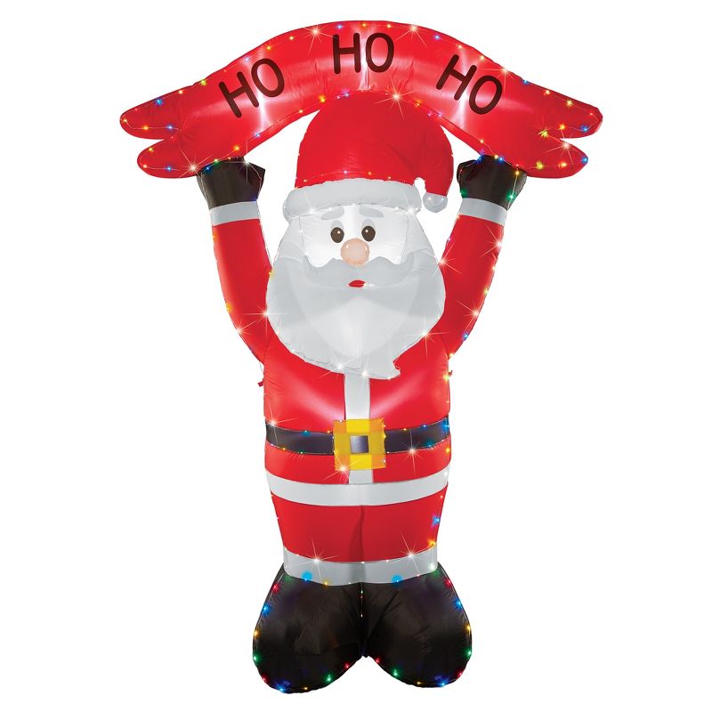 Collections Etc 8 Foot LED Light Santa Outdoor Inflatable Decoration 77 X 32 X 104, 1 of 3