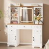 GustoWave Makeup Vanity Desk with Mirror and Lights, Vanity Table with 3 Storage Drawers,5 Drawers, 4 Doors, Dressing Table for Bedroom - 3 of 4