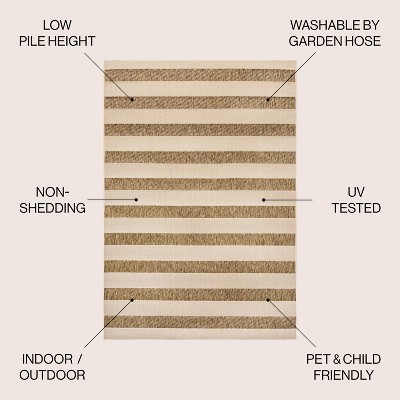 Aveiro Classic Beige and Brown Stripe Synthetic Area Rug - 3x5 Feet