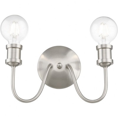 Brushed Nickel 2-Light Vanity with Medium Base