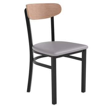 Flash Furniture Wright Commercial Grade Dining Chair with 500 LB. Capacity Steel Frame, Solid Wood Seat, and Boomerang Back