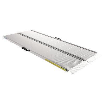 EZ-ACCESS TRAVERSE Durable Aluminum All Weather Portable Folding Loading Ramp with Carrrying Handles, Silver