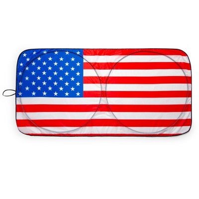 Surreal Entertainment American Flag Sunshade for Car Windshield | 64 x 32 Inches
