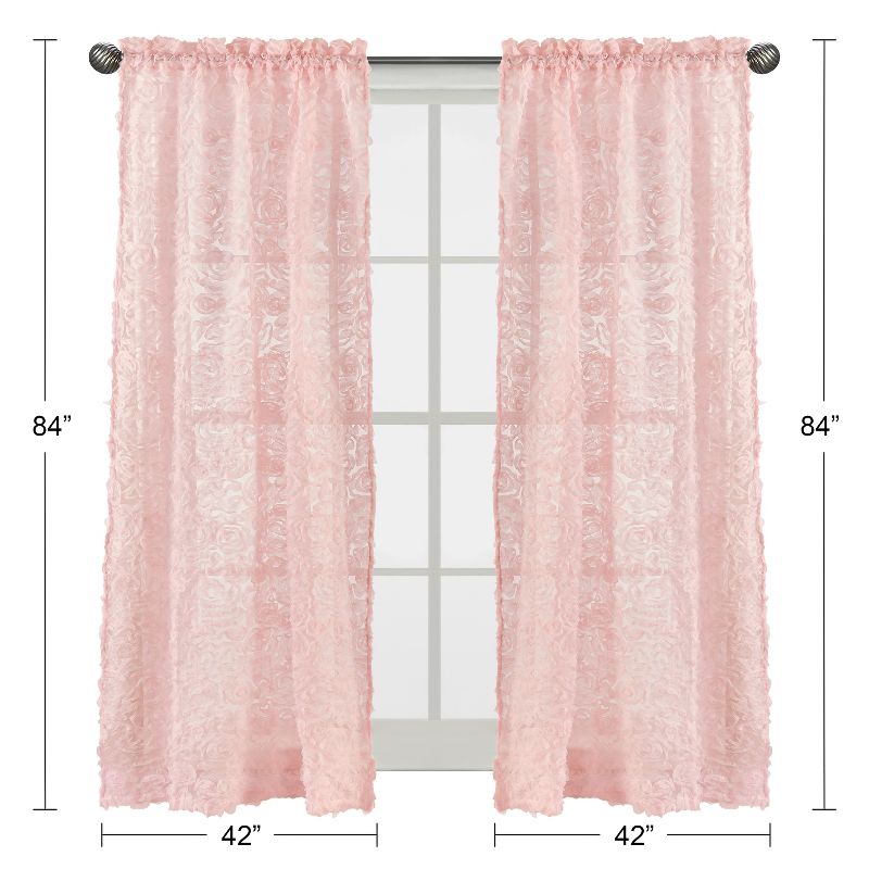 Sweet Jojo Designs Window Curtain Panels 84in. Rose Pink, 5 of 6