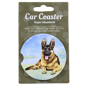 E & S Imports 2.5 Inch German Shepherd Car Coaster Super Absorbent Coasters - 1 of 3