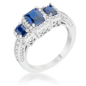 Slickblue Stunning 2.3ct CZ Cocktail Ring, Garnet/Sapphire Radiant Cut Trio Stones, Sizes 5-10, Classic Glam - 1 of 4