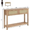 Rattan Console Table for Entryway, Wood Entryway Table with Storage, Boho Sofa Table for Living Room, Hallway Foyer Table Home Furniture - 2 of 4