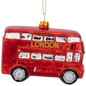 NORTHLIGHT 4.25'' Double Decker "London" Tour Bus Glass Christmas Ornament - Red - 1 of 4