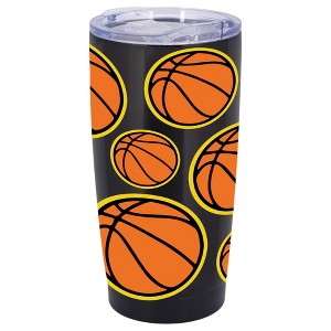 100 North 20 Ounce Stainless Steel On the Go Travel Tumbler With Push Top Lid, Basketball Black - 1 of 4