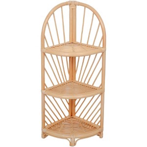 Nordlys 3-Tier Natural Rattan Corner Shelf Modern Design Style Living Room - 1 of 4