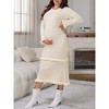 INSPIRE CHIC Women's Maternity Sweater Dress Stripped Ruffle Winter Warm Stretchy Knit Long Sleeve Maxi Dresses - 2 of 4