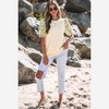 Amaryllis Women’s Mixed Fabric Puff Sleeve Knit Top with Floral Contrast Sleeves Ribbed Knit Body - 4 of 4