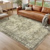 Vintage Machine Washable Rug for Living Room Non-Slip Non-Shedding Distressed Floral Printed Indoor Carpet - 3 of 4