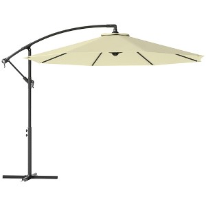 Outsunny 10' Cantilever Hanging Tilt Offset Patio Umbrella with UV & Water Fighting Material and Cross Base (Weight Not Included) - 1 of 4