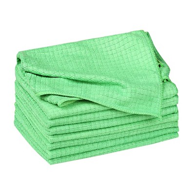 Unique Bargains Microfiber Lint Free Highly Absorbent Reusable Kitchen  Towels 12 X 12 12 Packs Green : Target